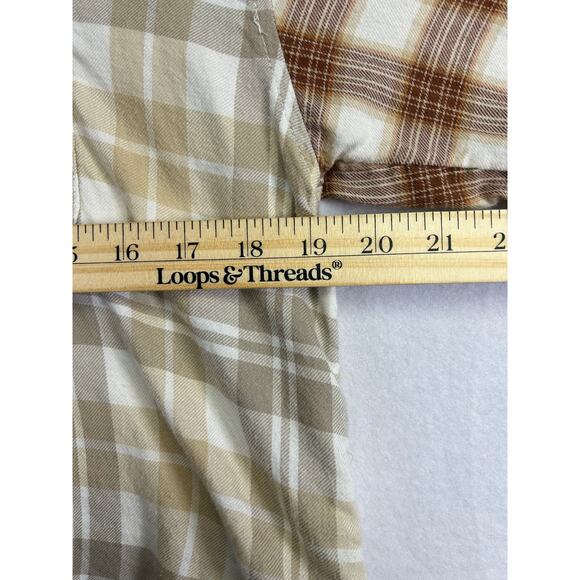 Cabin Core American Eagle Cropped Patchwork Flannel | Extra Small - Picture 9 of 12